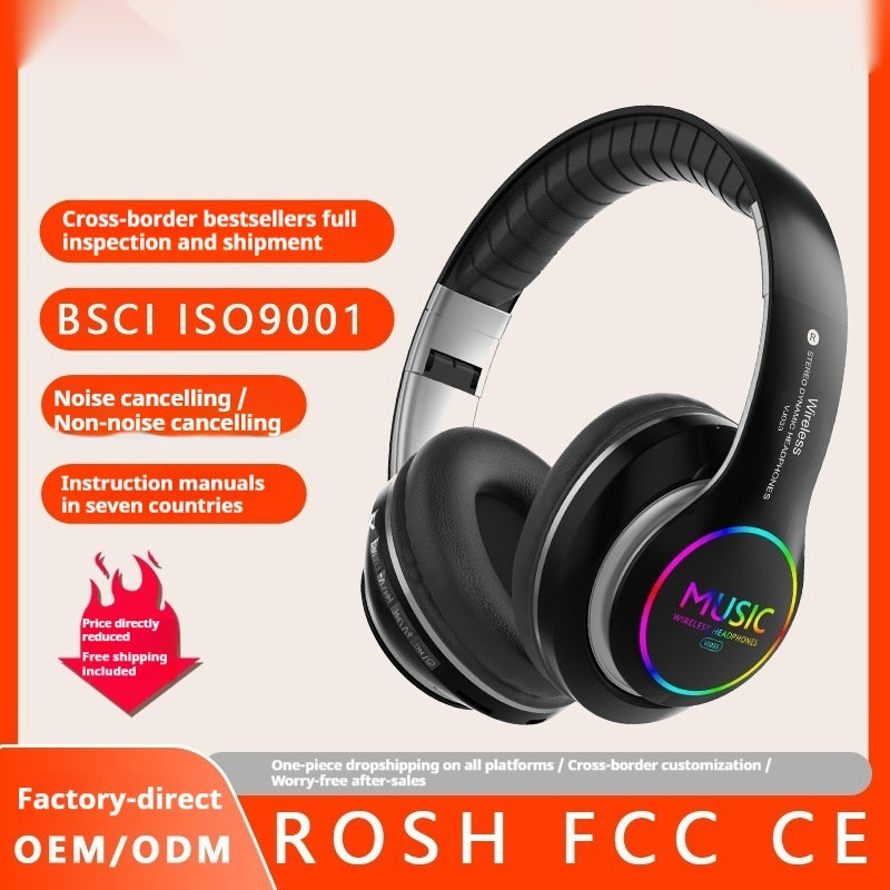 Wireless Sports Bluetooth Headphone Head-mounted Metal Stereo E-sports Low Latency