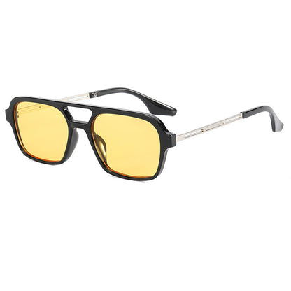 Sunglasses Star With The Same Retro Black Frame Double Beam Plain Glasses