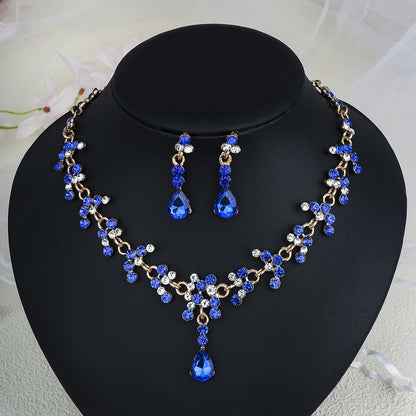 Rhinestone Pearl Earrings And Necklace Set Women