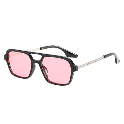 Sunglasses Star With The Same Retro Black Frame Double Beam Plain Glasses